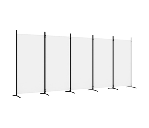 Biombo divisor de 5 paneles de tela blanco 433x180 cm