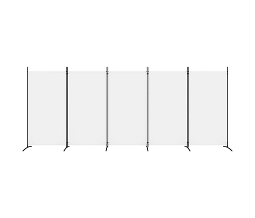 Biombo divisor de 5 paneles de tela blanco 433x180 cm