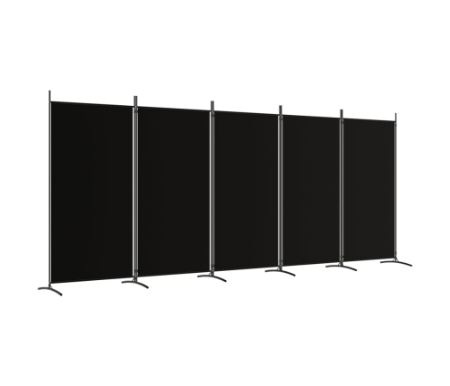 Biombo divisor de 5 paneles de tela negro 433x180 cm