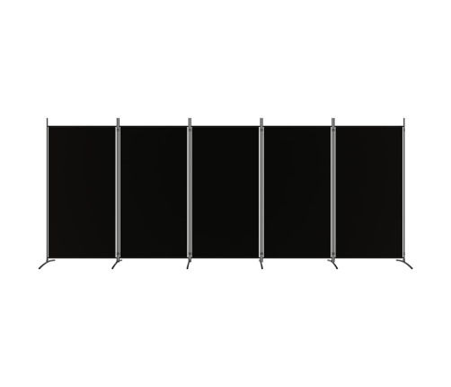 Biombo divisor de 5 paneles de tela negro 433x180 cm