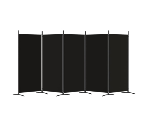 Biombo divisor de 5 paneles de tela negro 433x180 cm