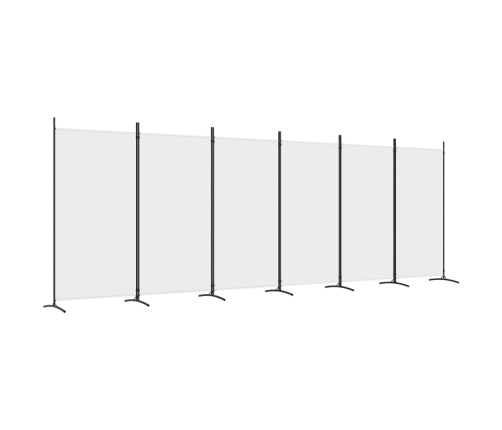 Biombo divisor de 6 paneles de tela blanco 520x180 cm