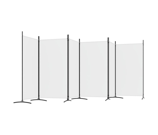 Biombo divisor de 6 paneles de tela blanco 520x180 cm