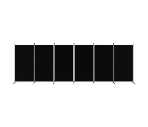 Biombo divisor de 6 paneles de tela negro 520x180 cm