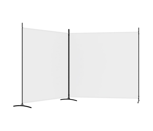 Biombo divisor de 2 paneles de tela blanco 348x180 cm