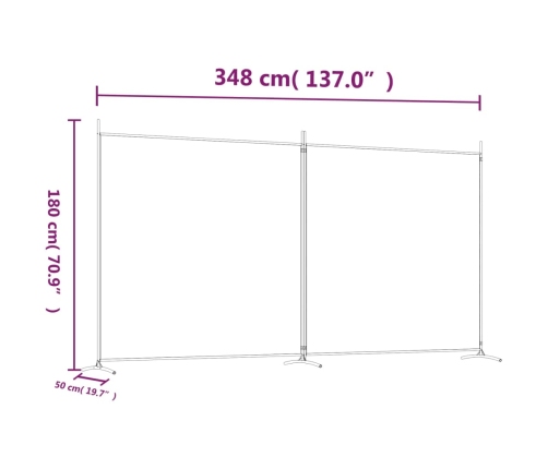 Biombo divisor de 2 paneles de tela marrón 348x180 cm