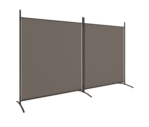 Biombo divisor de 2 paneles de tela gris antracita 348x180 cm