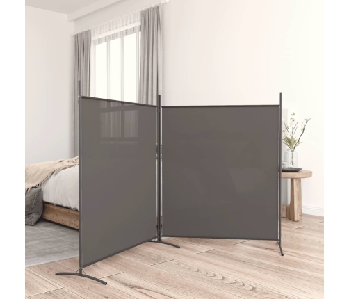 Biombo divisor de 2 paneles de tela gris antracita 348x180 cm