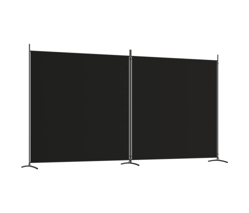 Biombo divisor de 2 paneles de tela negro 348x180 cm