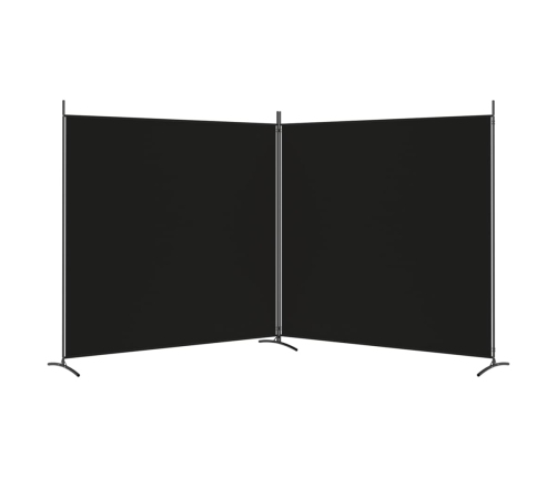 Biombo divisor de 2 paneles de tela negro 348x180 cm