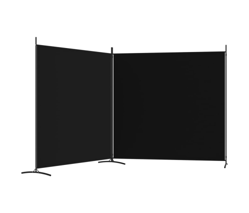 Biombo divisor de 2 paneles de tela negro 348x180 cm