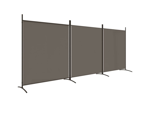 Biombo divisor de 3 paneles de tela gris antracita 525x180 cm