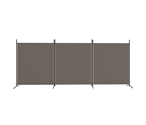 Biombo divisor de 3 paneles de tela gris antracita 525x180 cm