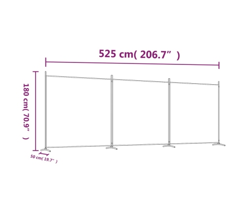 Biombo divisor de 3 paneles de tela gris antracita 525x180 cm