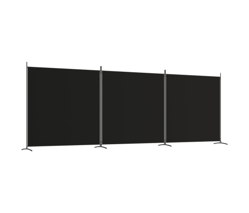 Biombo divisor de 3 paneles de tela negro 525x180 cm