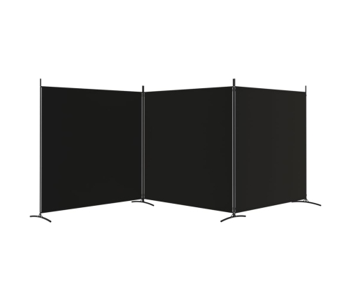 Biombo divisor de 3 paneles de tela negro 525x180 cm