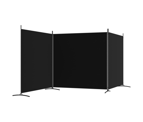 Biombo divisor de 3 paneles de tela negro 525x180 cm