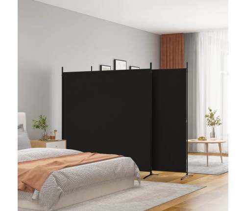 Biombo divisor de 3 paneles de tela negro 525x180 cm