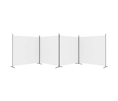 Biombo divisor de 4 paneles de tela blanco 698x180 cm