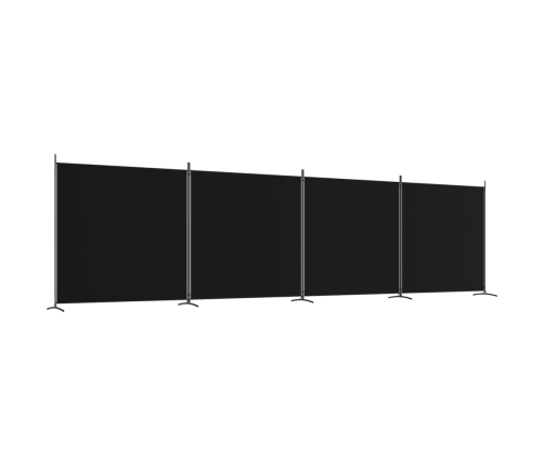 Biombo divisor de 4 paneles de tela negro 698x180 cm