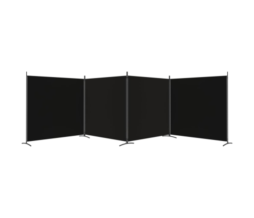 Biombo divisor de 4 paneles de tela negro 698x180 cm