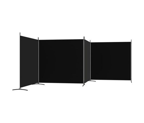 Biombo divisor de 4 paneles de tela negro 698x180 cm