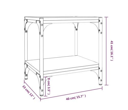 vidaXL Mueble para TV madera contrachapada y acero negro 40x33x41 cm