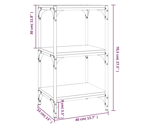 Estantería madera contrachapada y acero negro 40x33x70,5 cm