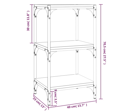 vidaXL Estantería contrachapada y acero roble Sonoma 40x33x70,5 cm