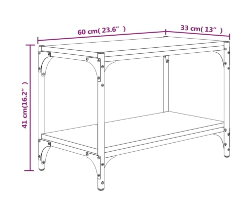 vidaXL Mueble para TV madera contrachapada y acero negro 60x33x41 cm