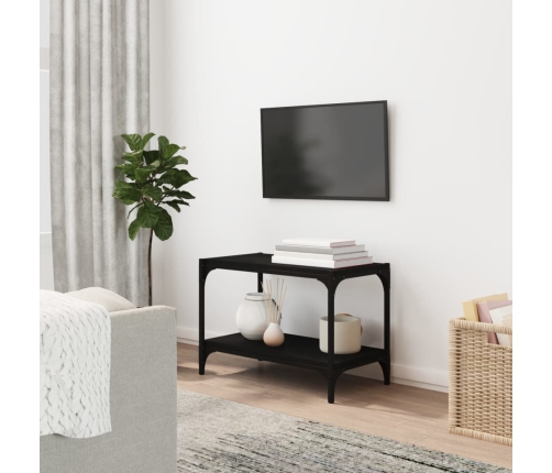 vidaXL Mueble para TV madera contrachapada y acero negro 60x33x41 cm