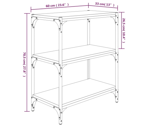 Estantería madera contrachapada y acero negro 60x33x70,5 cm