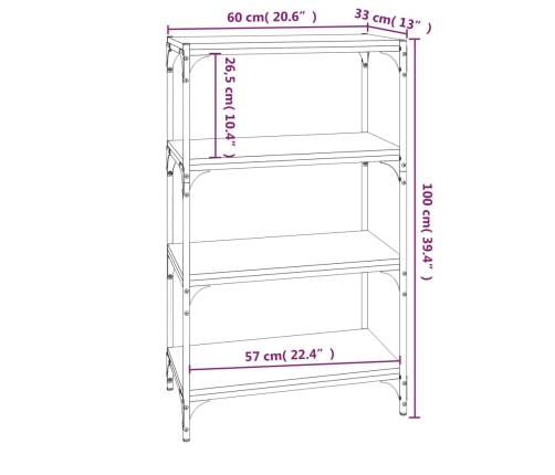 vidaXL Estantería madera contrachapada y acero negro 60x33x100 cm