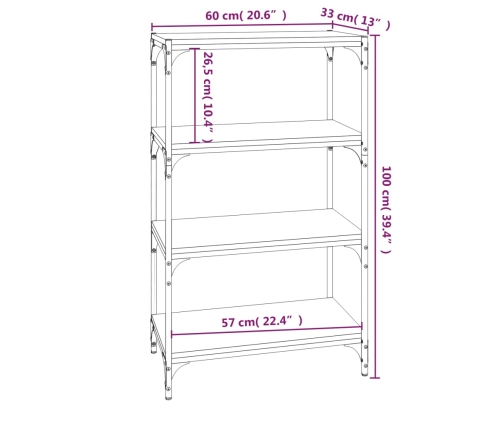vidaXL Estantería contrachapada y acero roble marrón 60x33x100 cm