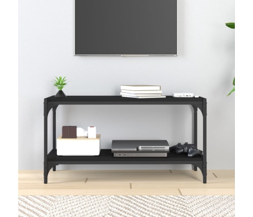 vidaXL Mueble para TV madera contrachapada y acero negro 80x33x41 cm