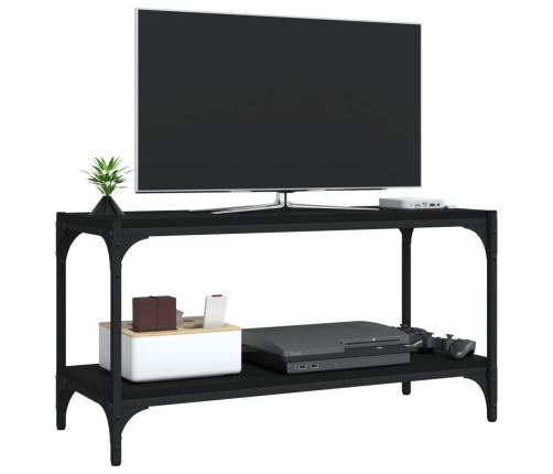 vidaXL Mueble para TV madera contrachapada y acero negro 80x33x41 cm