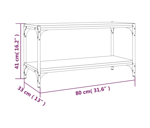 vidaXL Mueble para TV madera contrachapada y acero negro 80x33x41 cm