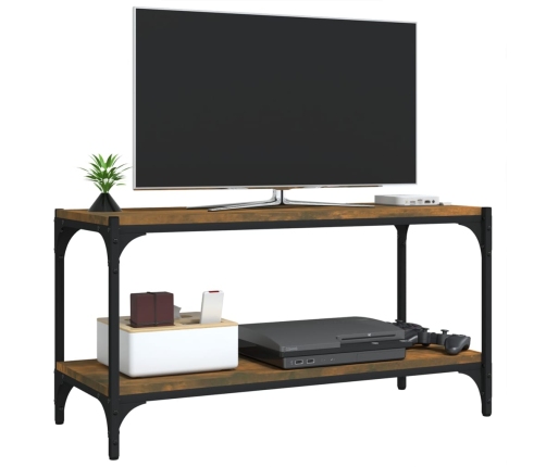 Mueble para TV contrachapada y acero roble ahumado 80x33x41 cm