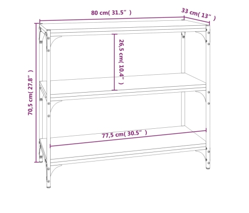 Estantería madera contrachapada y acero negro 80x33x70,5 cm