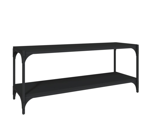 vidaXL Mueble para TV madera contrachapada y acero negro 100x33x41 cm