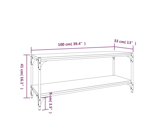 vidaXL Mueble para TV madera contrachapada y acero negro 100x33x41 cm