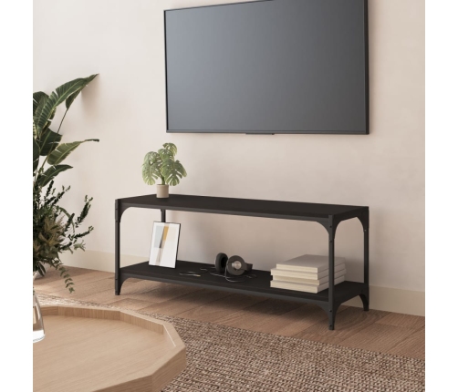 vidaXL Mueble para TV madera contrachapada y acero negro 100x33x41 cm