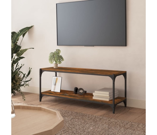 Mueble para TV contrachapada y acero roble ahumado 100x33x41 cm