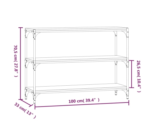 Estantería madera contrachapada y acero negro 100x33x70,5 cm