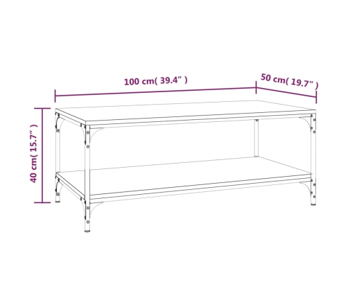 Mesa de centro de madera contrachapada negro 100x50x40 cm