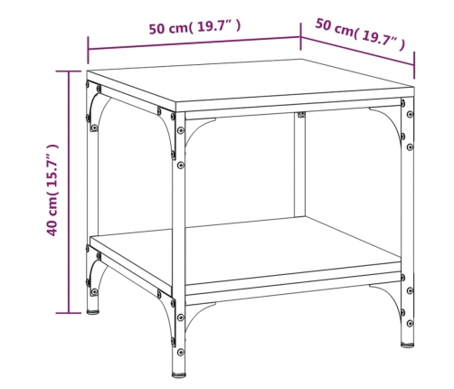 Mesa de centro madera contrachapada negro 50x50x40 cm