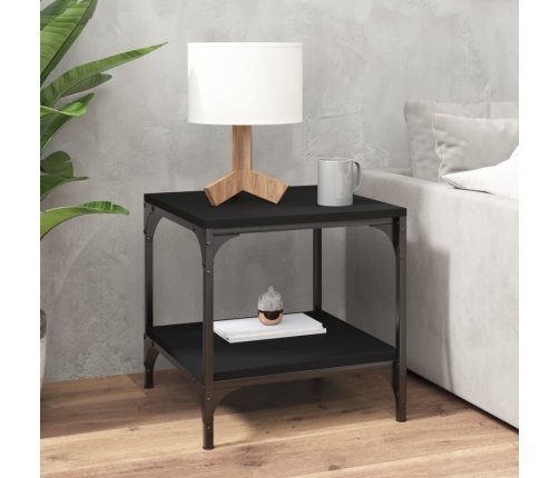 Mesa auxiliar de madera contrachapada negro 40x40x40 cm