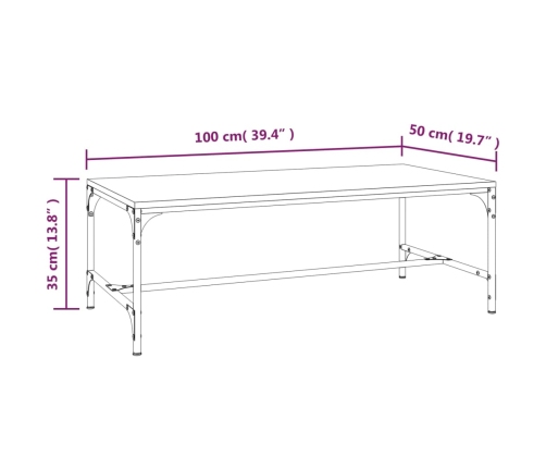 Mesa de centro de madera contrachapada negro 100x50x35 cm