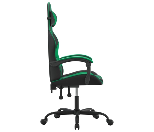 Silla gaming giratoria cuero sintético negro y verde