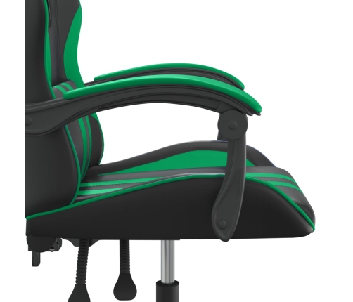 Silla gaming giratoria cuero sintético negro y verde